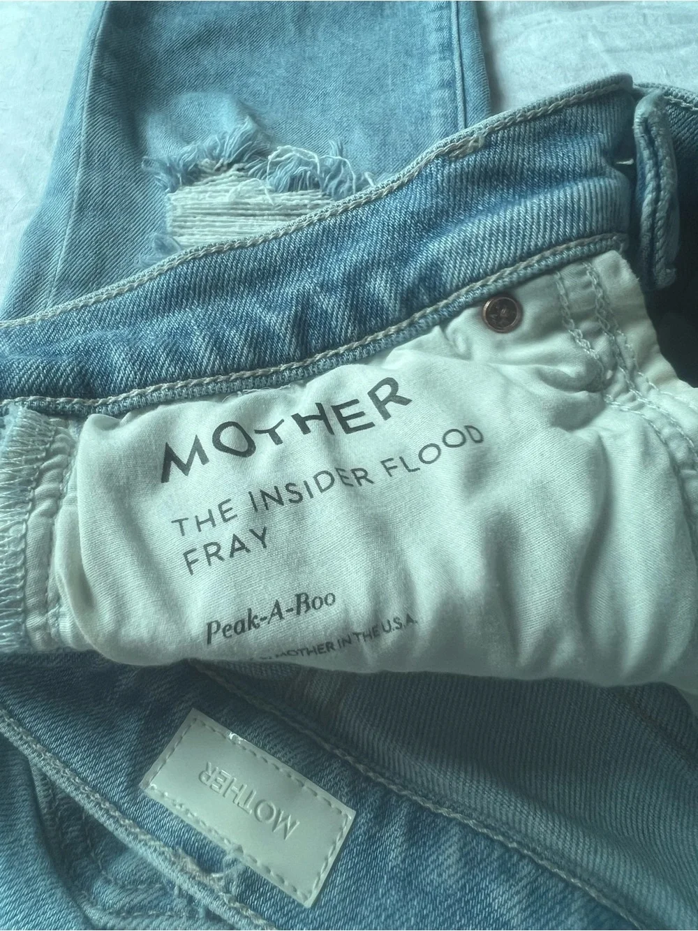 LOOK! Anthropologie MOTHER Light Wash Distressed Insider Flood Jeans